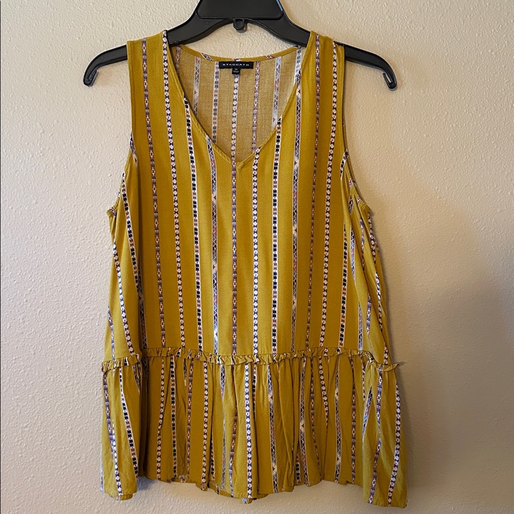 Staccato Mustard and Blue Striped Top